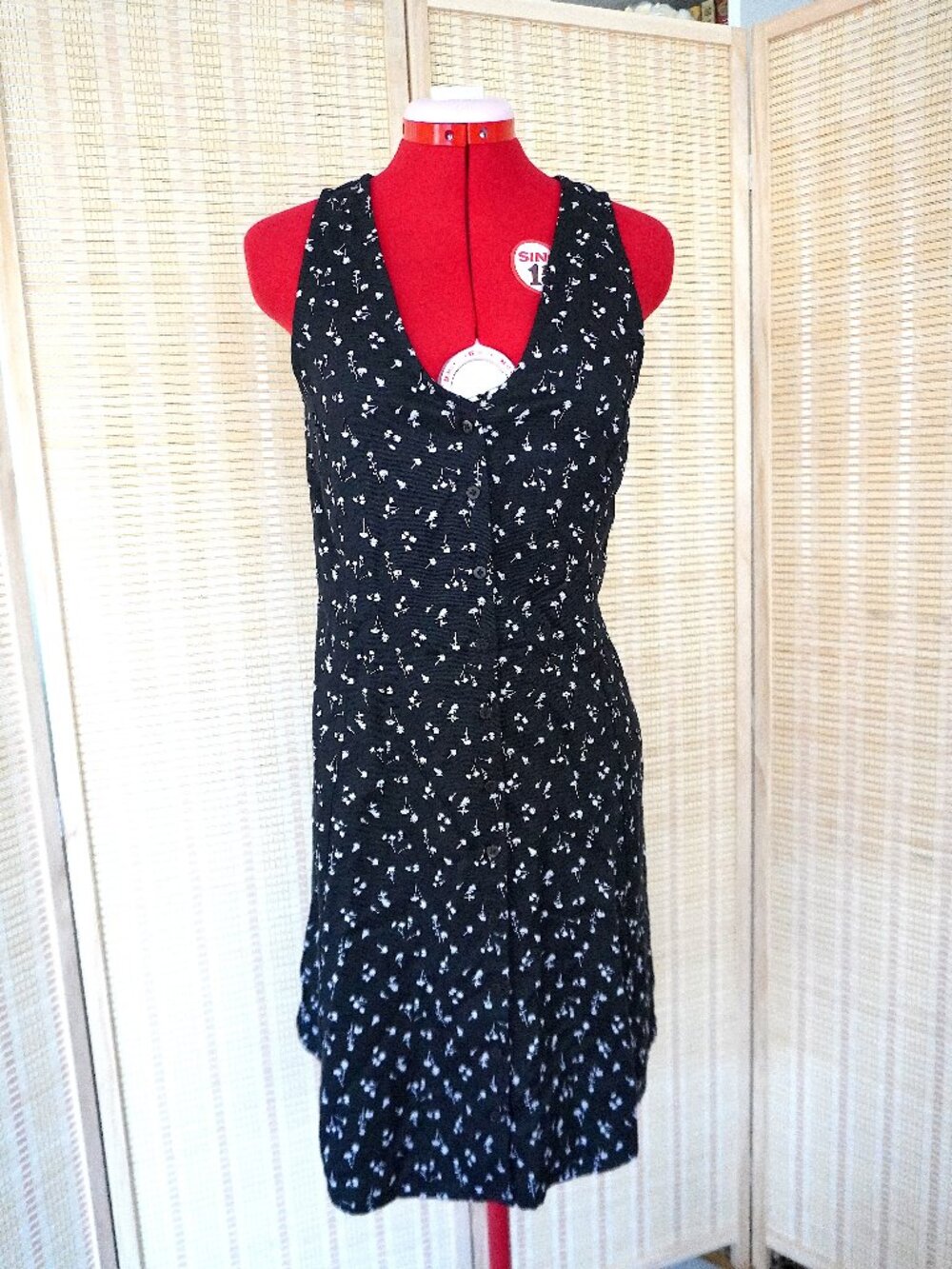 Tentree "Cami" Pinafore Dress in Black & White Floral